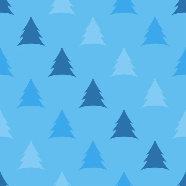 圣诞树无缝图案 蓝色背景的五彩缤纷的圣诞树 新年快乐的概念 圣诞节的背景节庆设计用于包装纸 包装材料的印刷 矢量说明 — 图库矢量图片