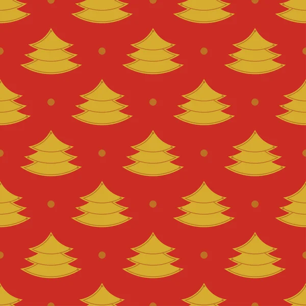 圣诞树无缝图案 有红色背景的星星的圣诞树 新年快乐的概念 圣诞节的背景节庆设计用于包装纸 包装材料的印刷 矢量说明 — 图库矢量图片
