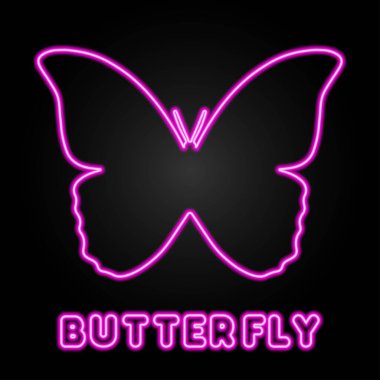 butterfly neon sign, modern glowing banner design, colorful modern design trends on black background. Vector illustration.
