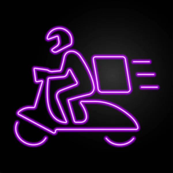 delivery neon sign, modern glowing banner design, colorful modern design trends on black background. Vector illustration.