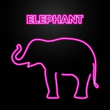 elephant neon sign, modern glowing banner design, colorful modern design trends on black background. Vector illustration.