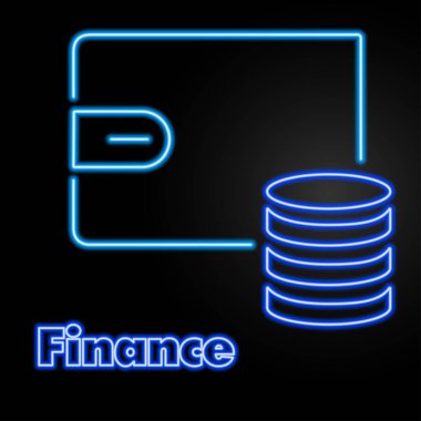 finance neon sign, modern glowing banner design, colorful modern design trends on black background. Vector illustration.