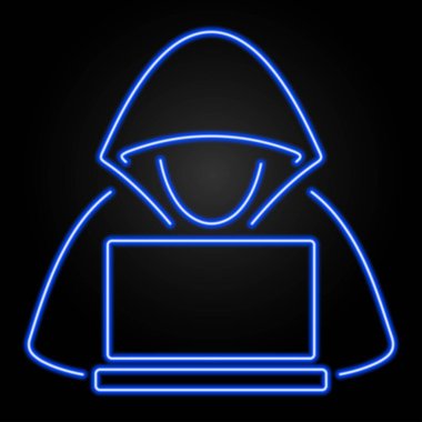 hacker neon sign, modern glowing banner design, colorful modern design trends on black background. Vector illustration.