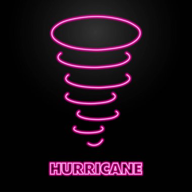 hurricane neon sign, modern glowing banner design, colorful modern design trends on black background. Vector illustration.