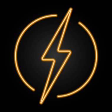 lightning neon sign, modern glowing banner design, colorful modern design trends on black background. Vector illustration.