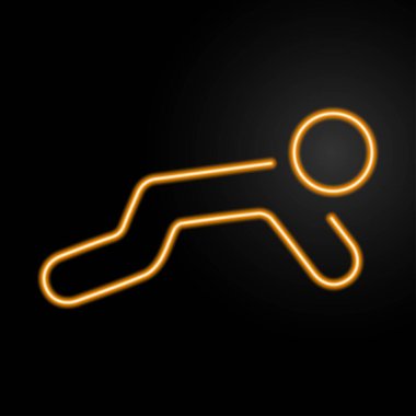 man push up head neon sign, modern glowing banner design, colorful modern design trends on black background. Vector illustration.