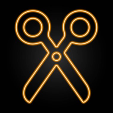 scissors neon sign, modern glowing banner design, colorful modern design trends on black background. Vector illustration.