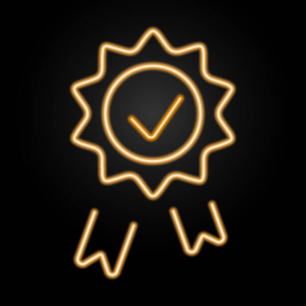 награда неоновый знак, современный светящийся баннер дизайн, красочные современные тенденции дизайна на черном фоне. Векторная иллюстрация.