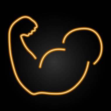 hand power neon sign, modern glowing banner design, colorful modern design trends on black background. Vector illustration.