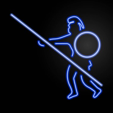 warrior neon sign, modern glowing banner design, colorful modern design trends on black background. Vector illustration.