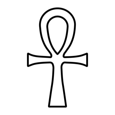 Beyaz arkaplanda ankh sembolü simgesi, vektör illüstrasyonu.