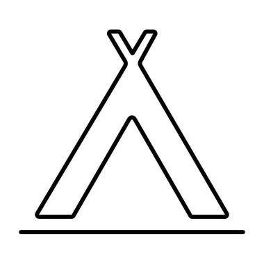 Beyaz arkaplanda kamp simgesi, vektör illüstrasyonu.