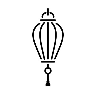 Beyaz arkaplanda Çince fener simgesi, vektör illüstrasyonu.