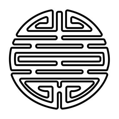 Beyaz arkaplanda Çin sağlık sembolü simgesi, vektör illüstrasyonu.