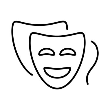 beyaz arkaplan üzerindeki komedi simgesi, vektör illüstrasyonu.