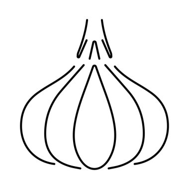 Beyaz arkaplanda izole edilmiş sarımsak simgesi, vektör illüstrasyonu.