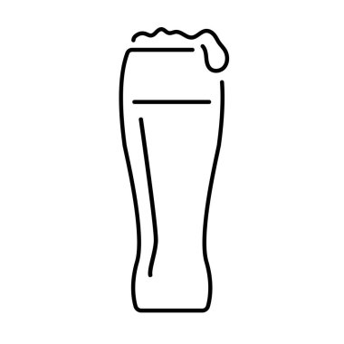 Beyaz arkaplanda izole edilmiş cam bira ikonu, vektör illüstrasyonu.