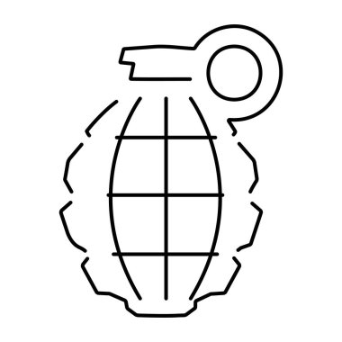 Beyaz arkaplanda el bombası simgesi izole edildi, vektör illüstrasyonu.