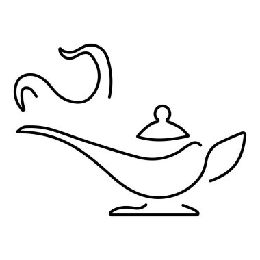 Beyaz arkaplanda jin lambası simgesi, vektör illüstrasyonu.