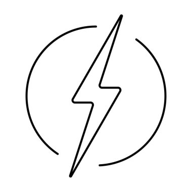 Beyaz arkaplanda yıldırım simgesi, vektör illüstrasyonu.