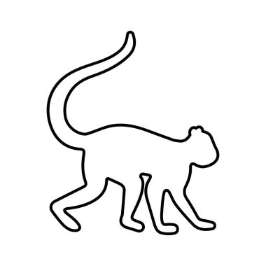 Beyaz arkaplanda maymun simgesi, vektör illüstrasyonu.