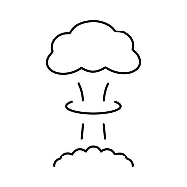 Beyaz arkaplanda nükleer patlama simgesi, vektör illüstrasyonu.