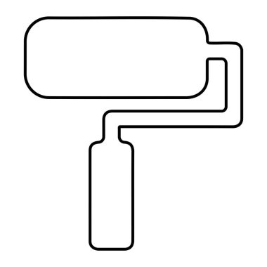 Beyaz arkaplanda boya silindiri simgesi, vektör illüstrasyonu.