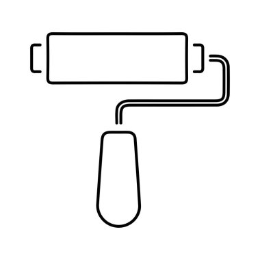 Beyaz arkaplanda boya silindiri simgesi, vektör illüstrasyonu.