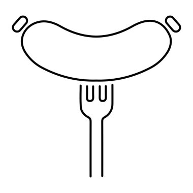 Beyaz arkaplanda sosis simgesi, vektör illüstrasyonu.