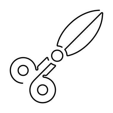 Beyaz arkaplanda izole edilmiş makas simgesi, vektör illüstrasyonu.