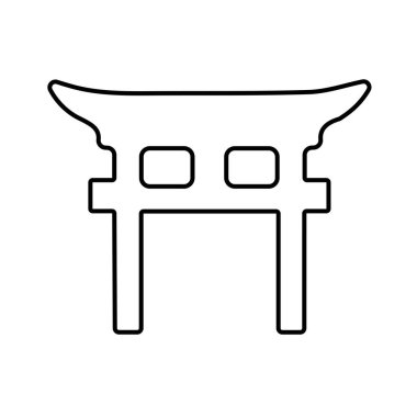 Beyaz arkaplanda shinto simgesi izole edildi, vektör illüstrasyonu.