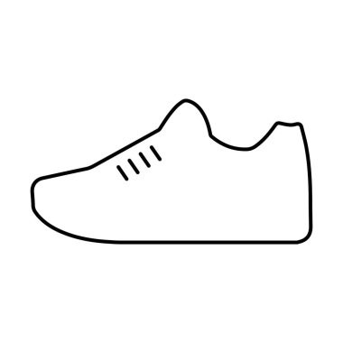 Beyaz arkaplanda spor ayakkabıları simgesi, vektör illüstrasyonu.