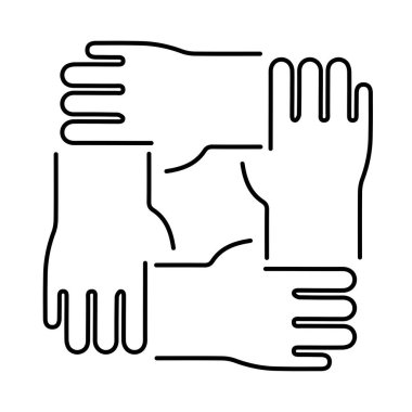 Beyaz arkaplanda izole edilmiş takım çalışması simgesi, vektör illüstrasyonu.