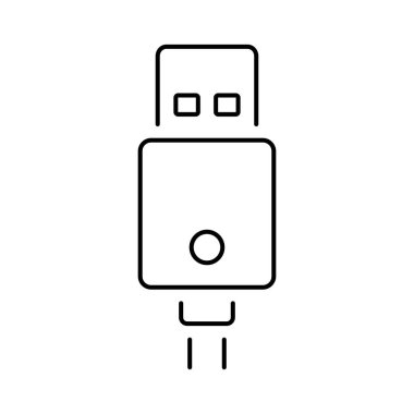 usb kablosu simgesi beyaz arkaplanda izole edildi, vektör illüstrasyonu.