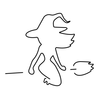 Cadı simgesi beyaz arkaplanda izole edildi, vektör illüstrasyonu.