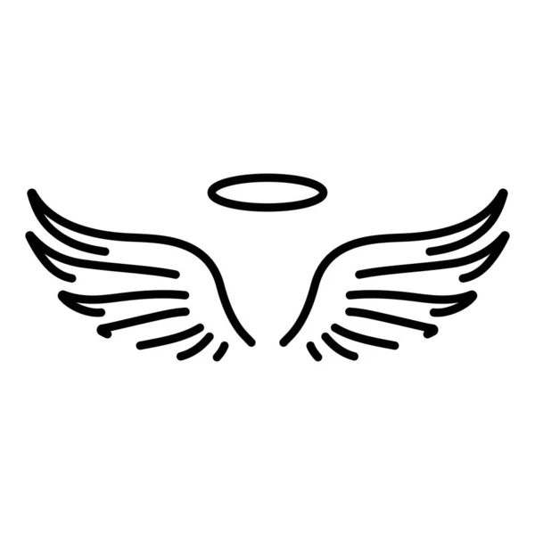 Beyaz arkaplanda melek kanatları simgesi, vektör illüstrasyonu.