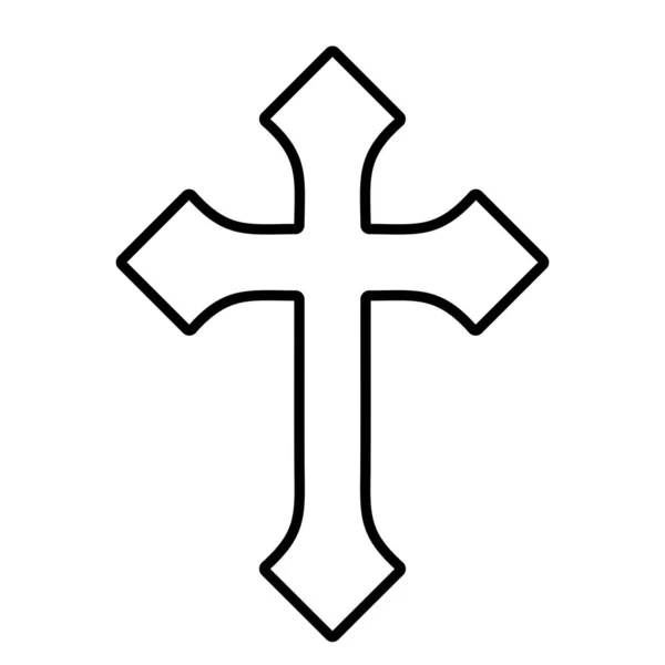 Ícone Cruz Católica Fundo Branco Ilustração Vetorial —  Vetores de Stock