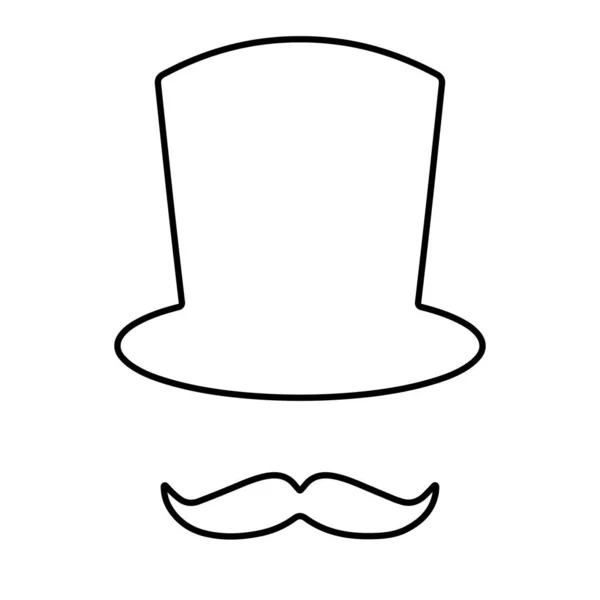 Chapeau Moustache Icône Isolée Sur Fond Blanc Illustration Vectorielle — Image vectorielle
