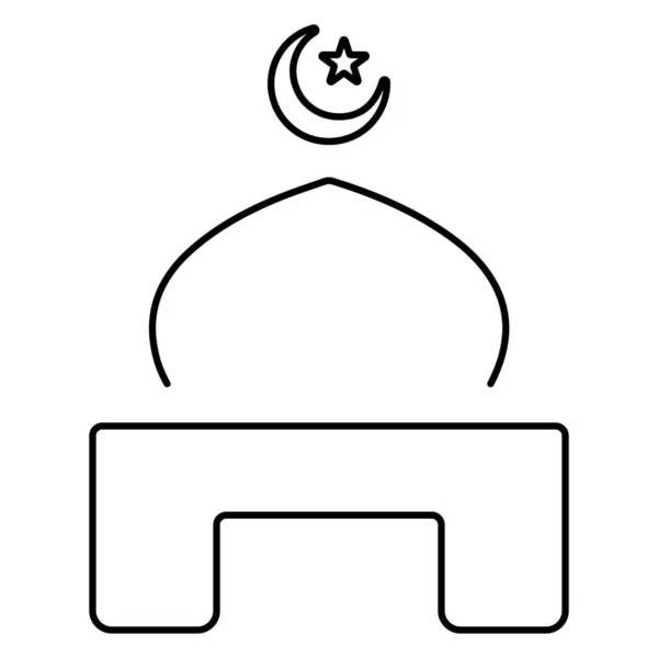 Iszlám Mecset Ikon Fehér Háttér Vektor Illusztráció — Stock Vector