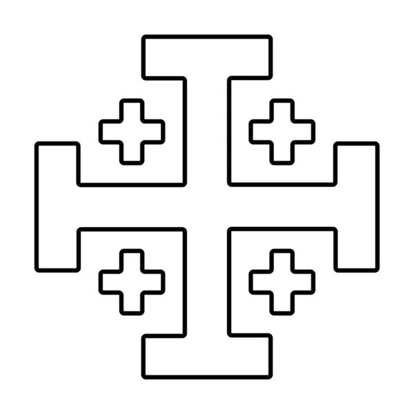 Icono Cruz Jerusalem Sobre Fondo Blanco Ilustración Vectorial — Vector de stock