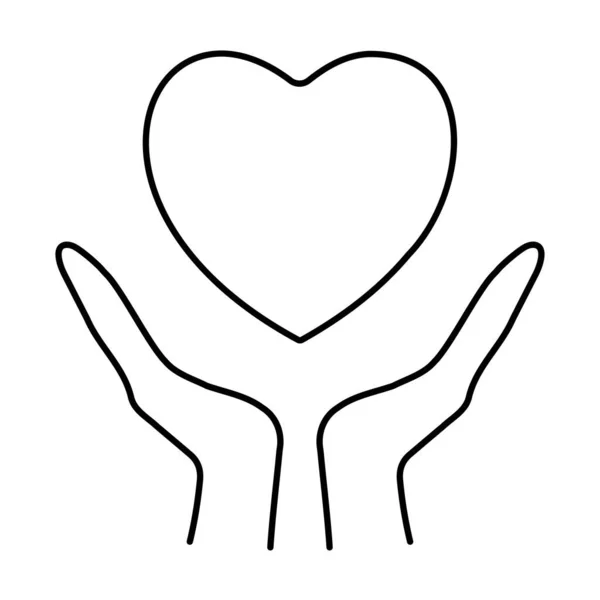 Χέρι Εικονίδιο Της Καρδιάς Λευκό Φόντο Διανυσματική Απεικόνιση — Διανυσματικό Αρχείο