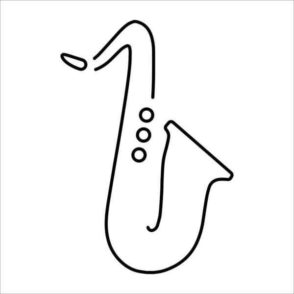 Saxofon Ikon Isolerad Vit Bakgrund Vektor Illustration — Stock vektor