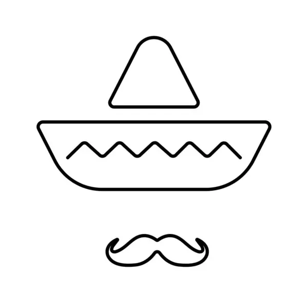 白色背景上的Sombrero帽子图标 矢量插图 — 图库矢量图片