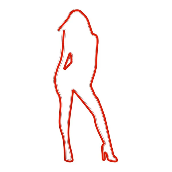 白い背景に女の子のシルエットのブラシベクトルイラスト — ストックベクタ
