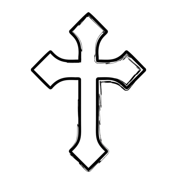 Katholischer Kreuzpinsel Auf Weißem Hintergrund Vektorillustration — Stockvektor