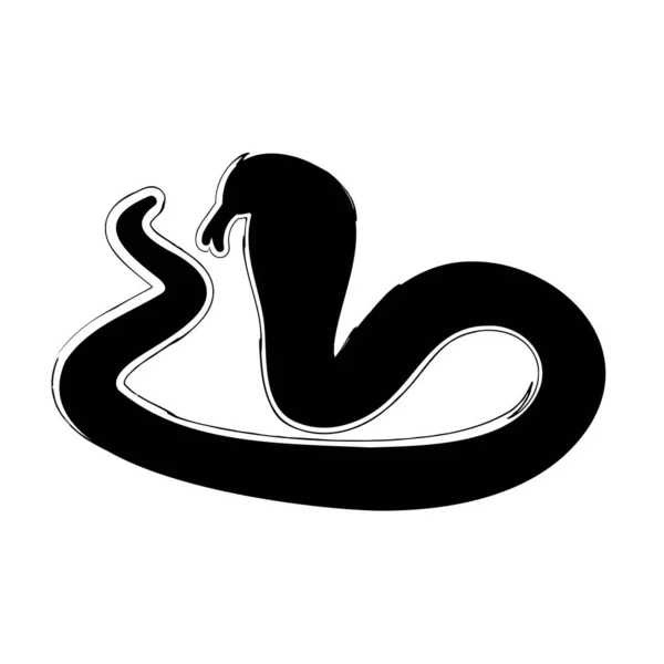Kuas Kobra Pada Latar Belakang Putih Ilustrasi Vektor - Stok Vektor