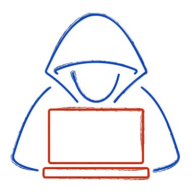 Beyaz arkaplanda izole edilmiş hacker fırçası, vektör illüstrasyonu.