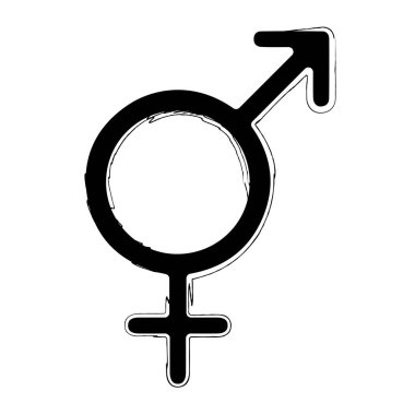 Beyaz arkaplanda hermafroditizm fırçası, vektör illüstrasyonu.