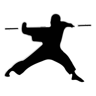 Beyaz arkaplanda yalıtılmış shaolin fırçası, vektör illüstrasyonu.