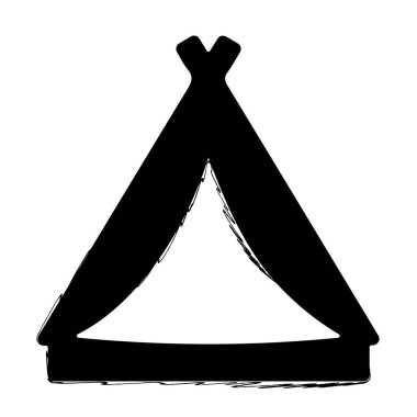 beyaz arkaplanda izole edilmiş çadır fırçası, vektör illüstrasyonu.